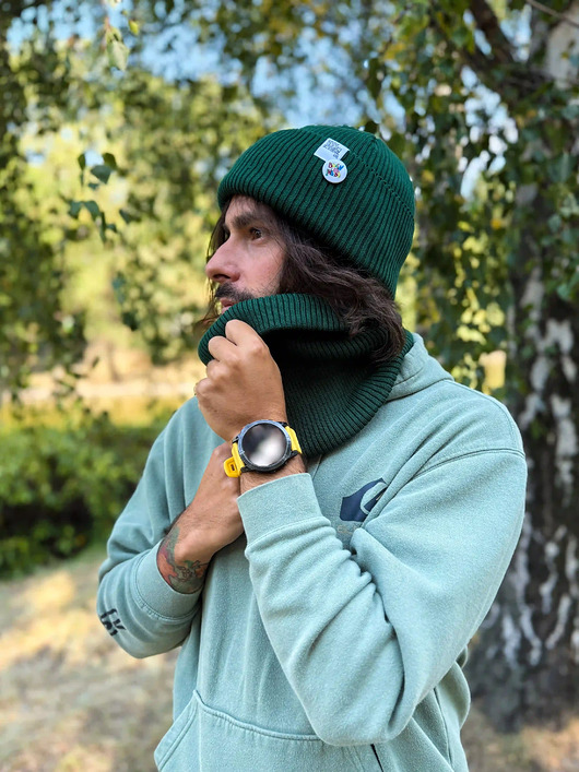 Męska czapka beanie z bawełny logo kolorowe Zielony