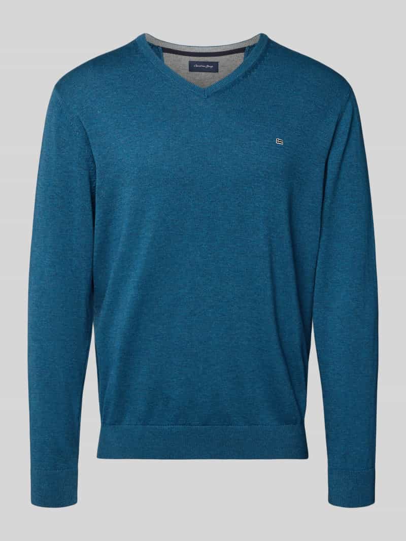 Sweter z dzianiny z dekoltem w serek