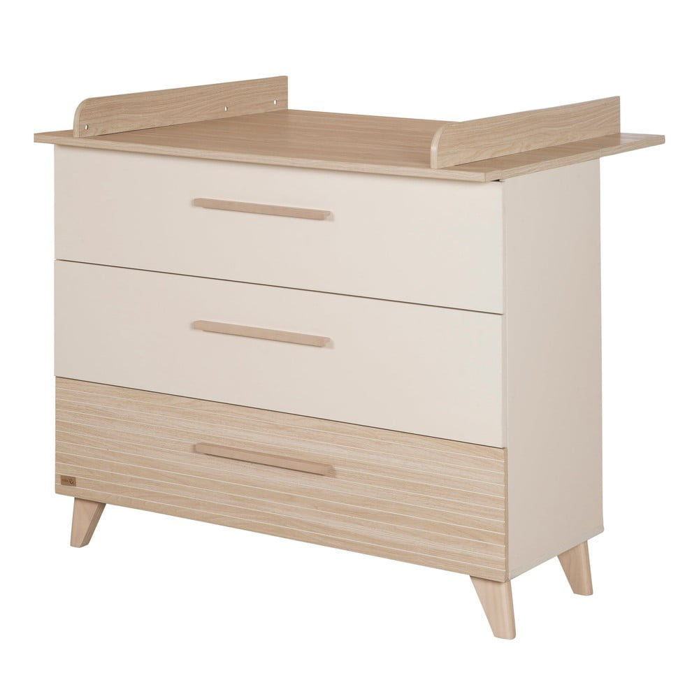 Kremowo-naturalna komoda dziecięca w dekorze dębu z przewijakiem 110x98x75 cm Sidney – Roba