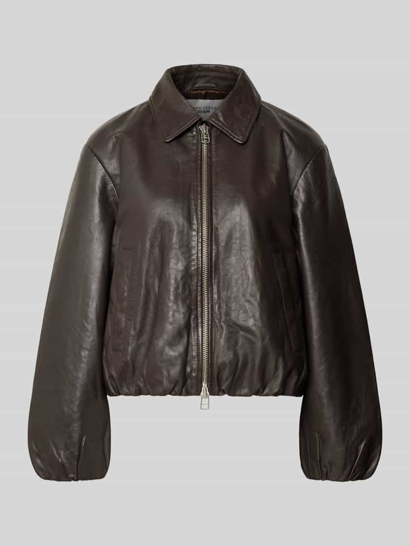 Kurtka skórzana o kroju regular fit z elastycznym pasem