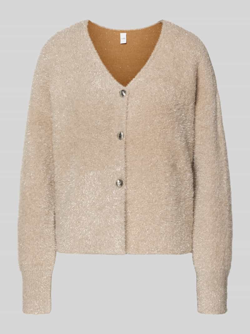 Kurtka z dzianiny z efektownej przędzy z dekoltem w serek model ‘LISTRA’