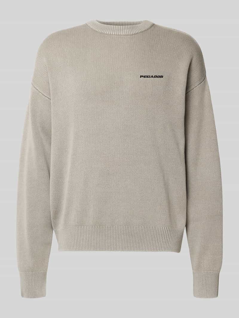 Sweter z dzianiny o kroju oversized z logo i okrągłym dekoltem