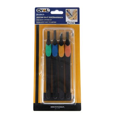 Dłuto rzeźbiarskie zestaw 4 sztuk Drel