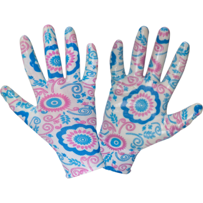 Rękawice nitrylowe kwiatki niebieskie L221809P 