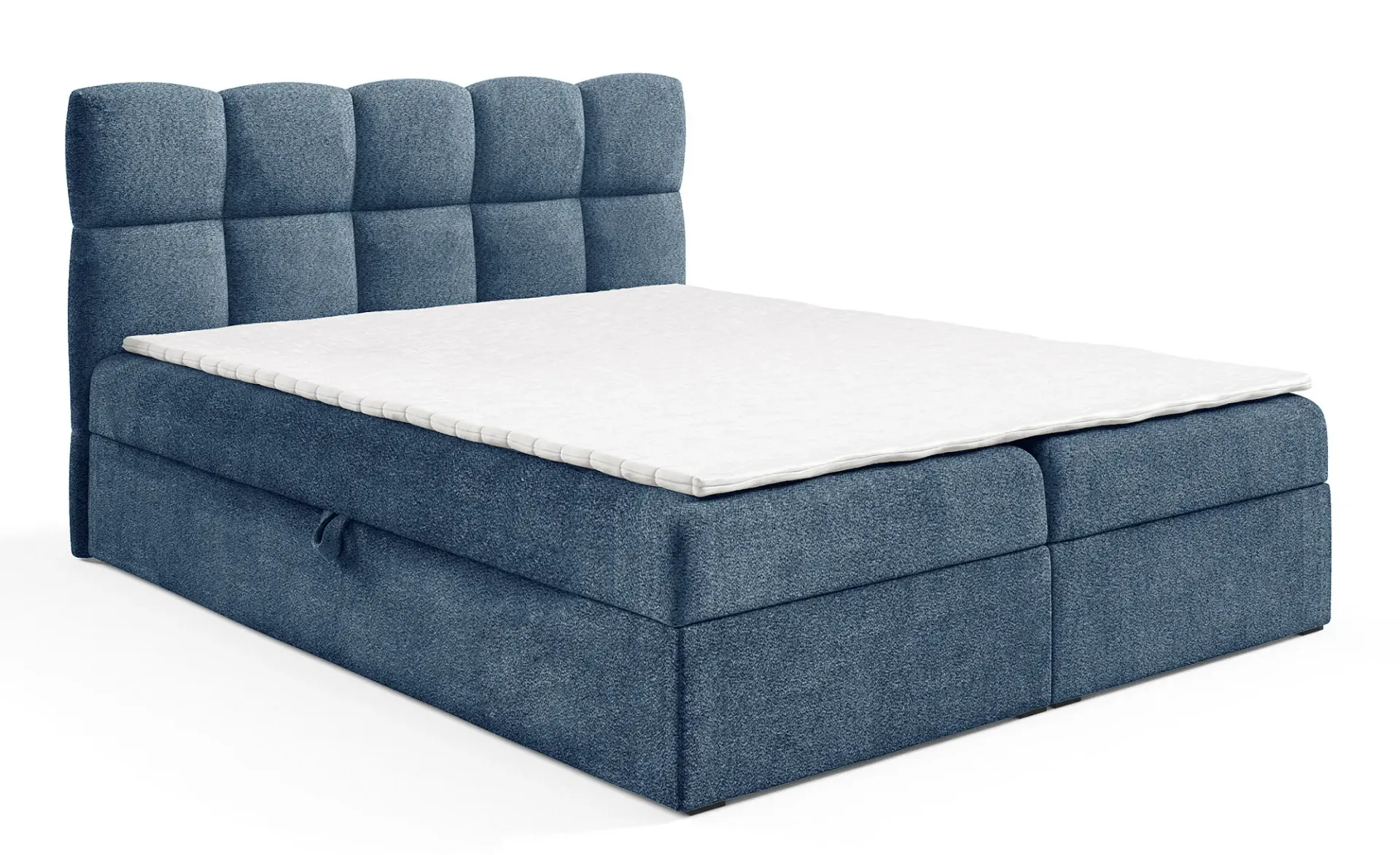 Niebieskie łóżko kontynentalne z pojemnikiem 5 rozmiarów - Massilo