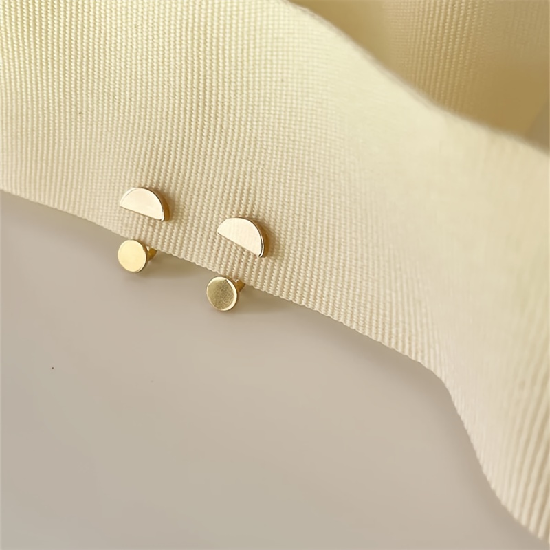 TEMU Elegancki miedziany zestaw kolczyków 1 para - geometryczne półkoliste i okrągłe sztyfty, hipoalergiczna igła do uszu bez niklu, uniwersalna do