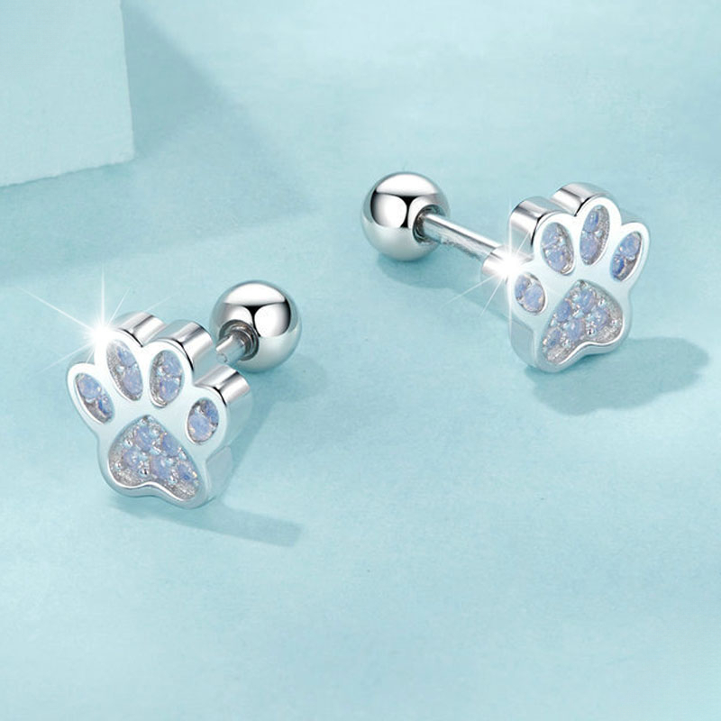 TEMU Zestaw 2 Sztuk Kolczyków Modowych dla Kobiet - Klasyczne Urocze Kolczyki w Kształcie Łapki Psa, Idealny Prezent dla Przyjaciółek, Doskonałe na