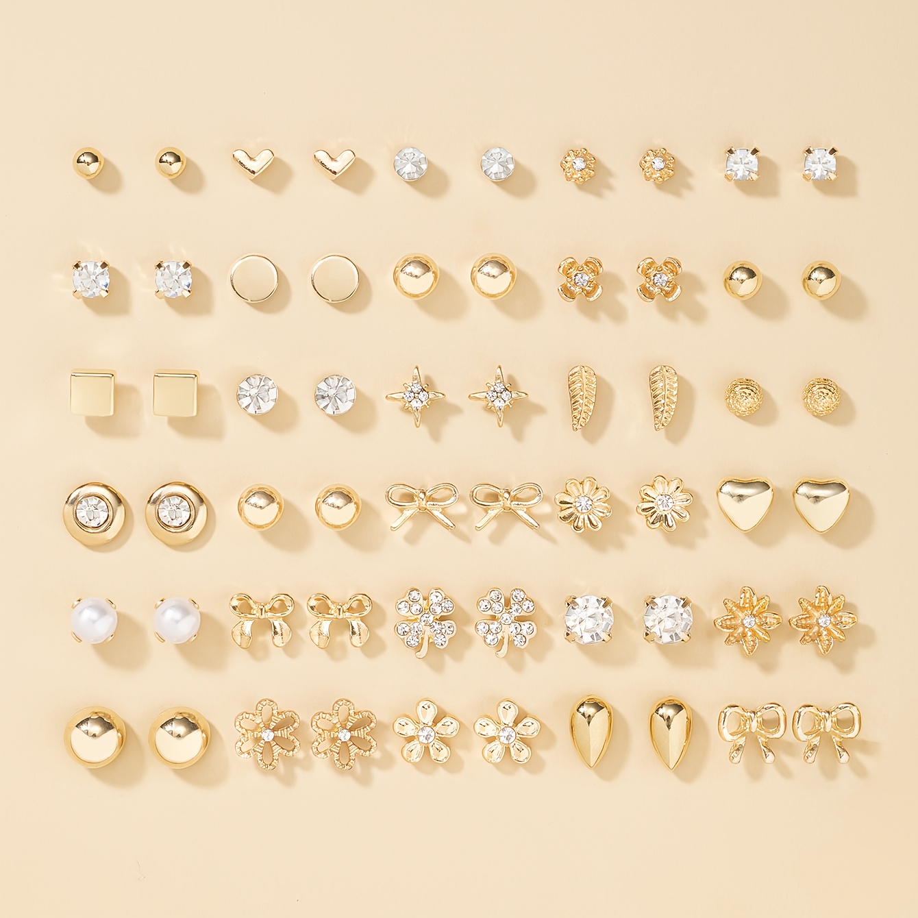 TEMU 60 szt. Zestaw Kolczyków, , Kokarda, Kwiat, Urocze Okrągłe Kolczyki dla Kobiet, Niepowtarzalny Biżuterii na Co Dzień, Prezent na Codzienność