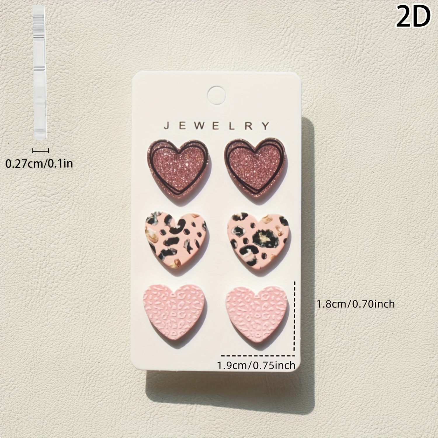 TEMU Zestaw 3 Par Modnych Kolczyków w Stylu Retro z Akrylowymi Sercami i Lamparcim Wzorem, Codzienny i Festiwalowy Wygląd, Prezent na Walentynki i