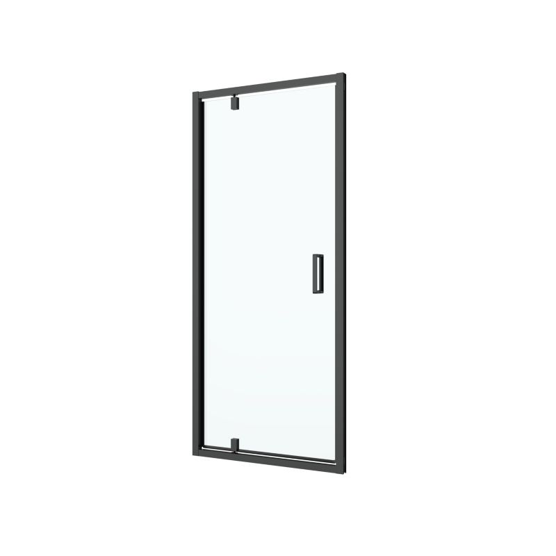 GoodHome Drzwi prysznicowe uchylne Ledava 90 cm czarne matowe / transparentne