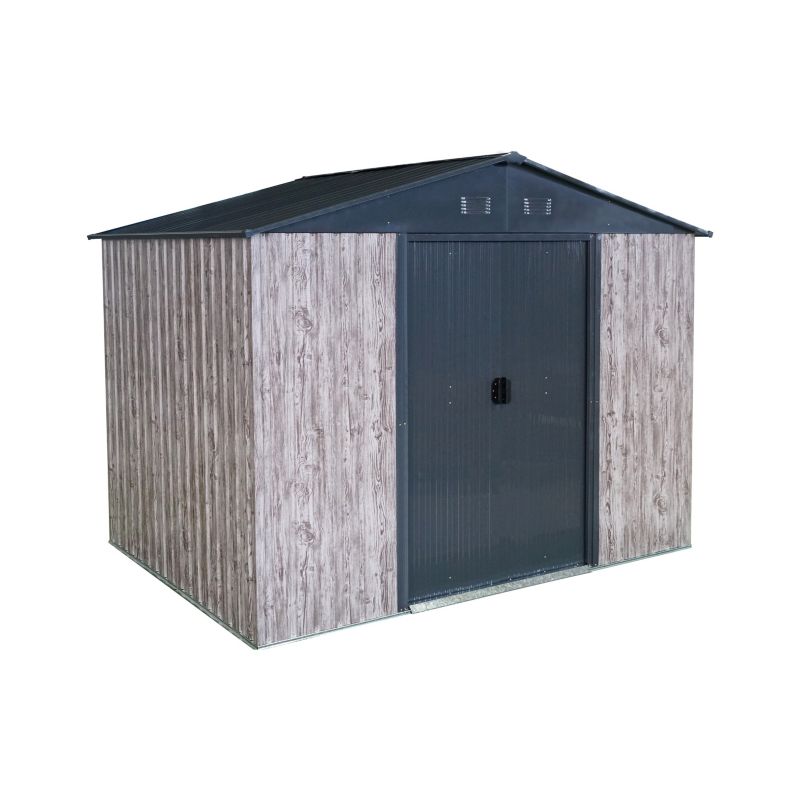 Domek metalowy 196 x 196 x 258 cm efekt drewna