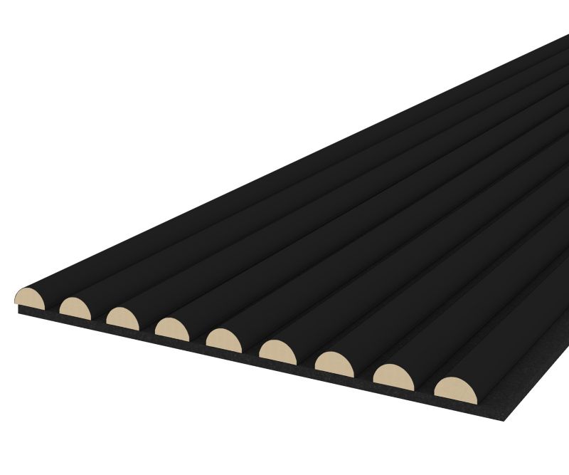 Panel lamelowy ścienny na filcu MDF 40 x 260 cm czarny