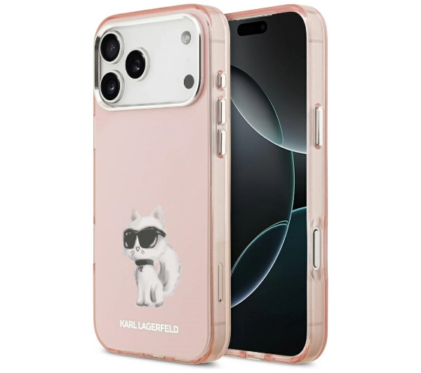 Karl Lagerfeld IML Aquarelle Choupette & Logo MagSafe do iPhone 17 Pro Różowy