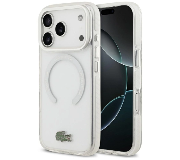 Lacoste Shockproof Transparent Frosted MagSafe do iPhone 17 Pro Biały