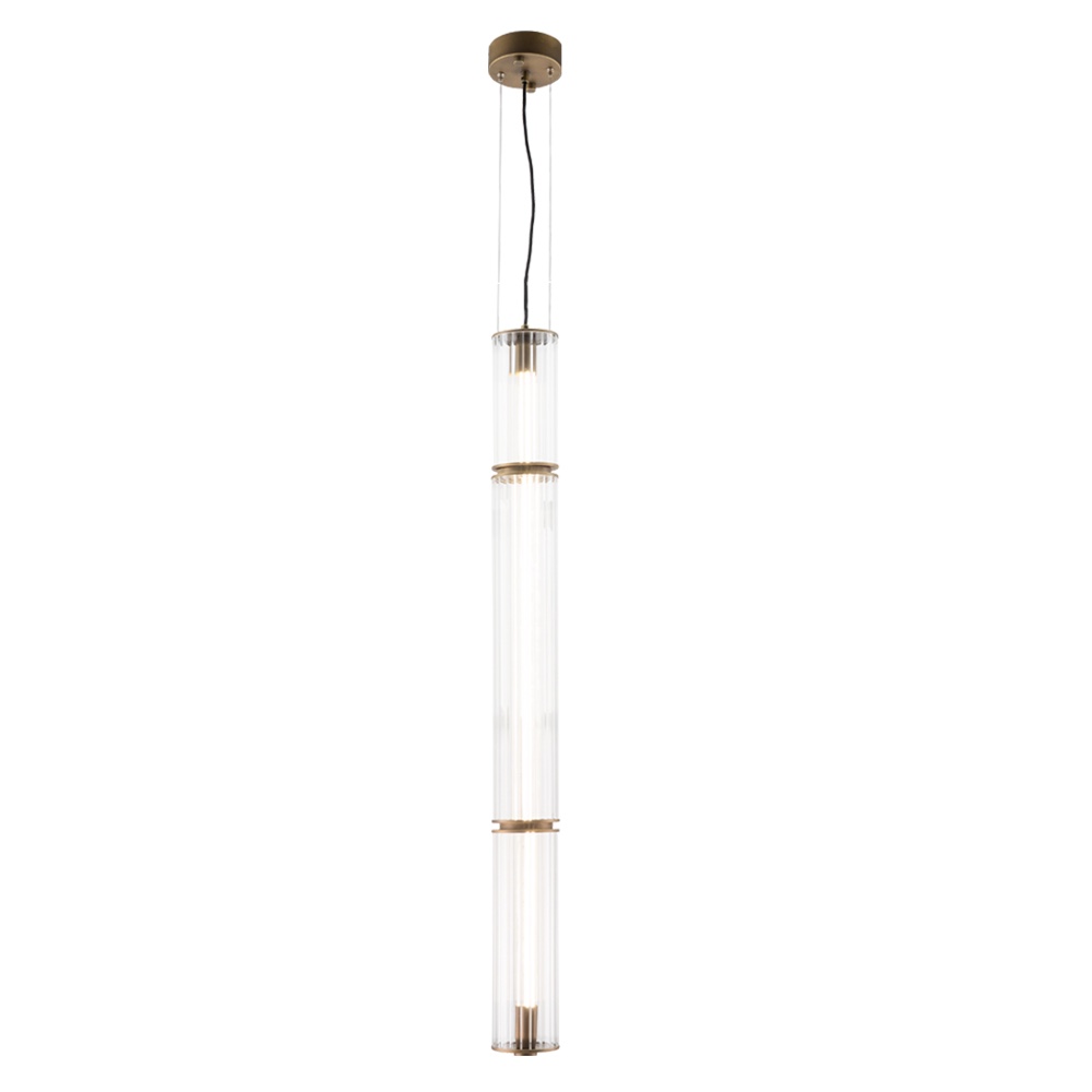 Lampa Wisząca MEREZI 2 30W 3000K ryflowana - mosiądz patyna mat / mosiądz satyna mat / mosiądz połysk / stal patyna