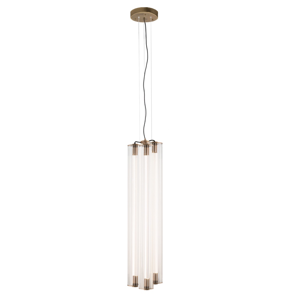 Lampa Wisząca MEREZI 3 90W 3000K ryflowana - mosiądz patyna mat / mosiądz satyna mat / mosiądz połysk / stal patyna