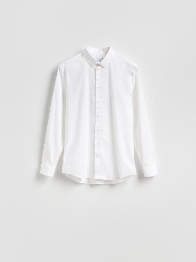 Reserved - Gładka koszula slim fit - biały