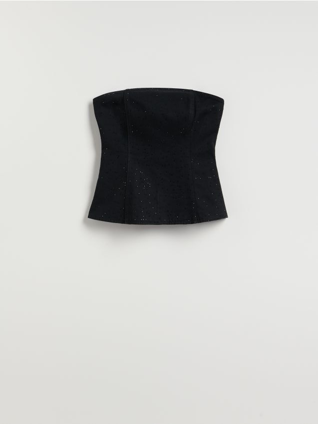 Reserved - Bluzka z błyszczącą aplikacją - czarny