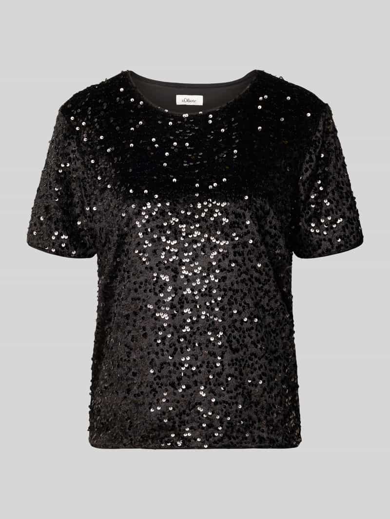 T-shirt o kroju relaxed fit z cekinami