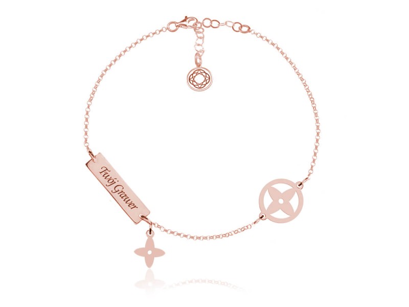 Srebrna bransoletka Joyfull - rose gold - grawer