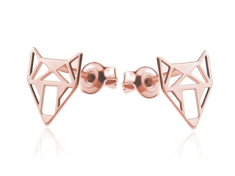 Kolczyki Foxy - lis origami - rose gold