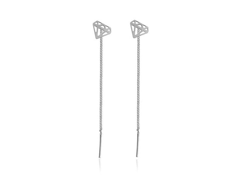 Srebrne kolczyki Diamenty przeciągane