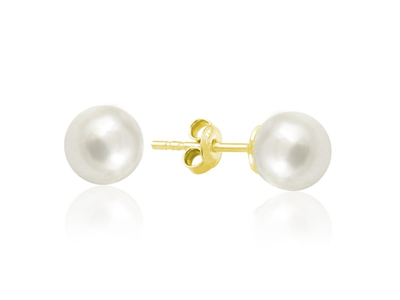 Kolczyki z Perłą Seashell - 8mm - 24k złocenie