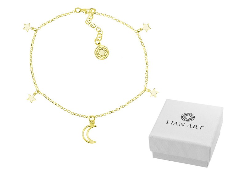 BRANSOLETKA - CHOKER - KSIĘŻYC - GWIAZDY - DŁUGOŚCI - 24K ZŁOCENIE