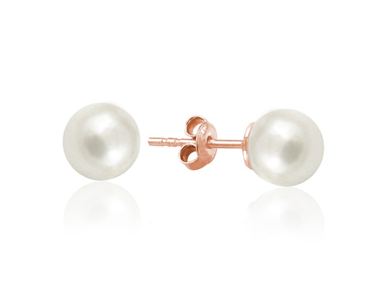 Kolczyki z Perłą Seashell - 8mm - rose gold