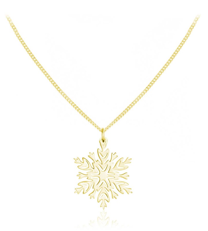 Srebrny naszyjnik - Śnieżynka - 24k złocenie