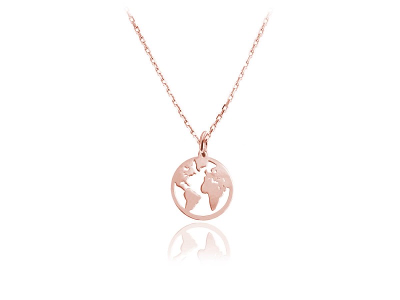 Naszyjnik kula ziemska mapa - rose gold