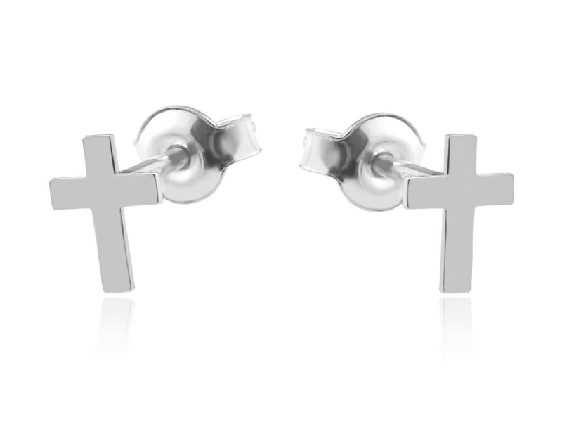 Srebrne kolczyki z krzyżykiem