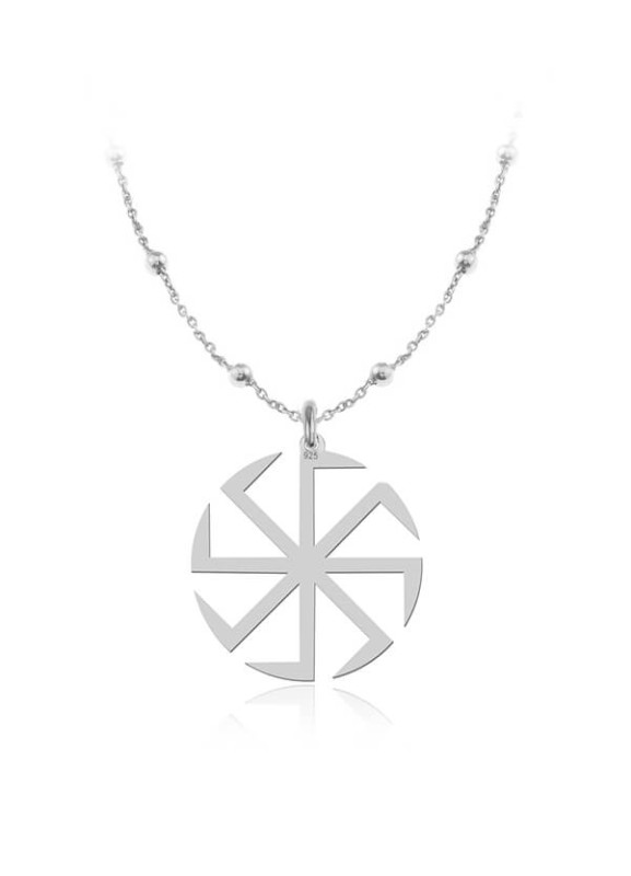 Srebrny naszyjnik Słowiański Kołowrót Swarga Swarożyca Swarzyca II