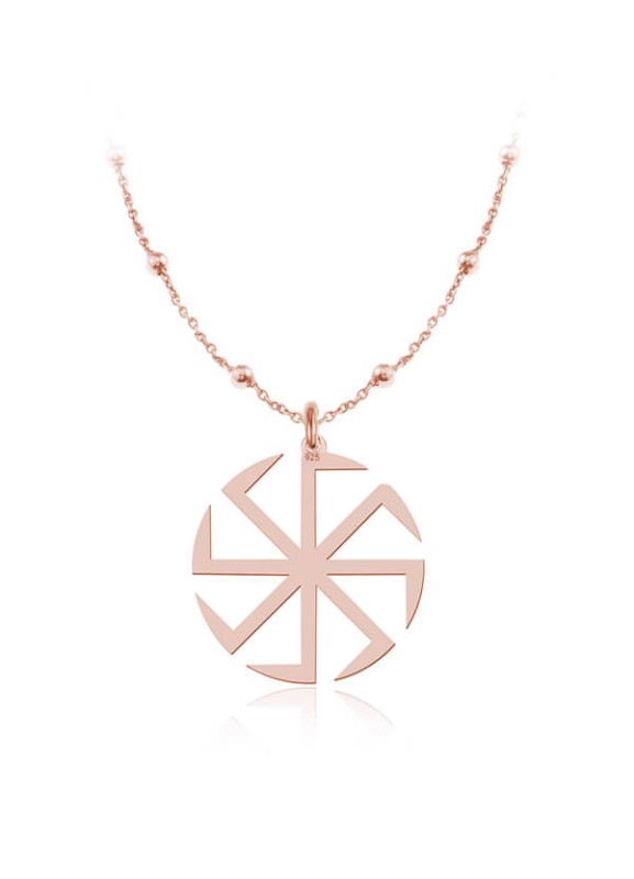 Srebrny naszyjnik Słowiański Kołowrót Swarga Swarożyca Swarzyca II rose gold