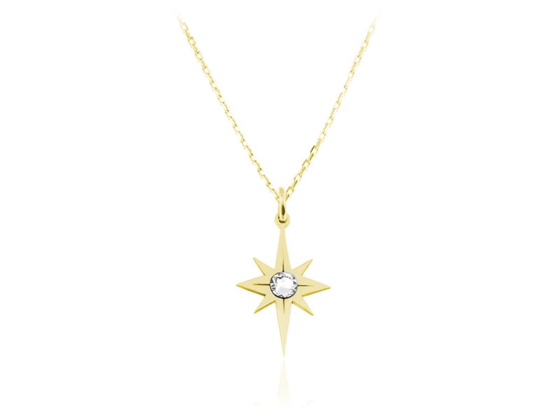 Srebrny naszyjnik Stella z gwiazdą i kryształem Swarovski® - Fd30 24k złocenie