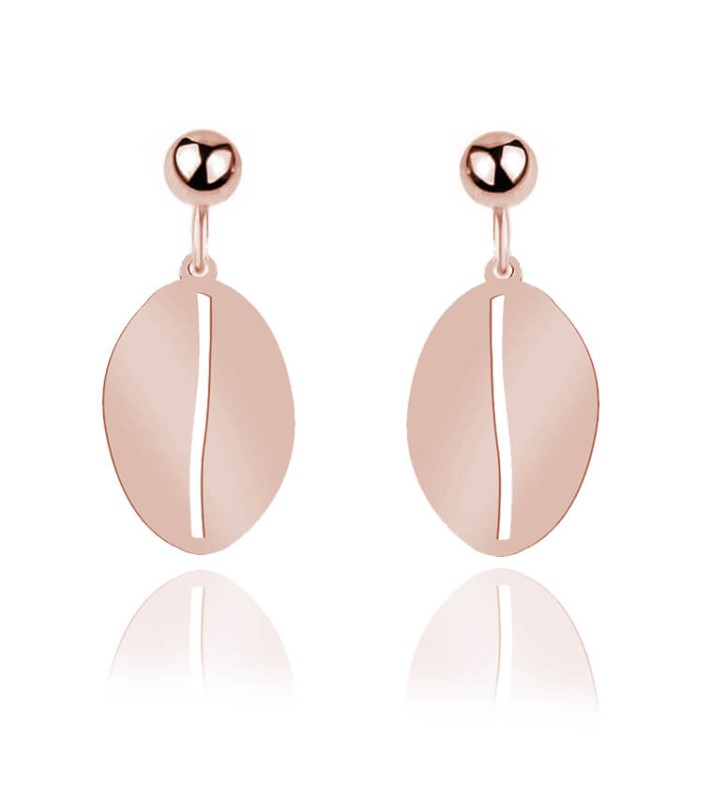 Złote Kolczyki Ziarno Kawy - rose gold
