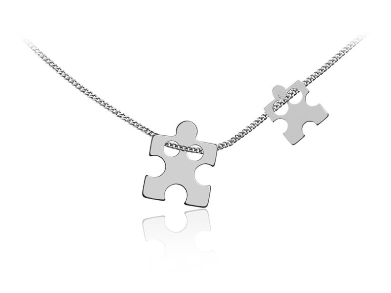Srebrny naszyjnik dwa Puzzle - puzzel