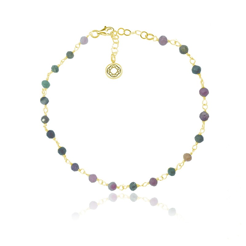 Srebrna Bransoletka Bianca z Turmalinami - 24k złocenie