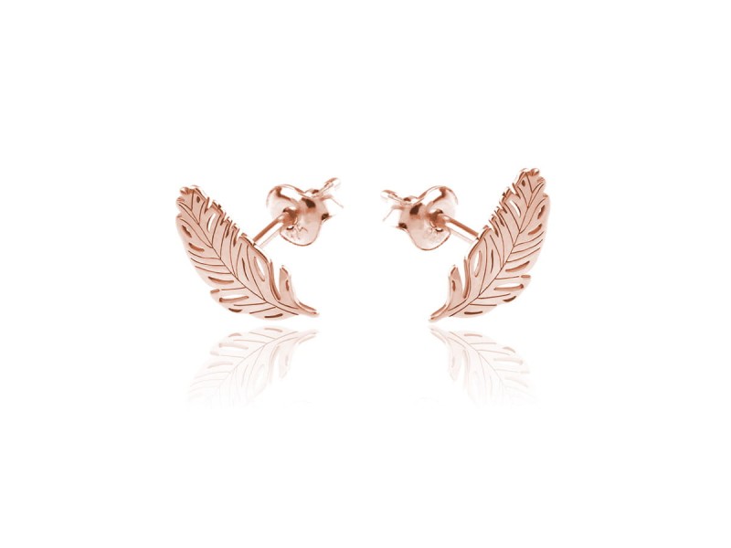Kolczyki piórka - rose gold