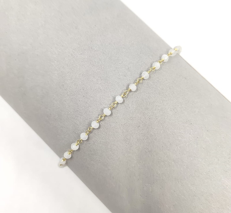 Srebrna Bransoletka Bianca z Kamieniem Księżycowym - 24k złocenie