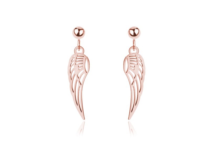 Kolczyki Wera - ażurowe skrzydła - rose gold