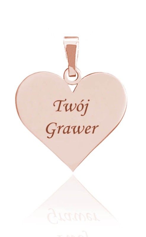 Wisiorek ze srebra Serce z grawerem - rose gold