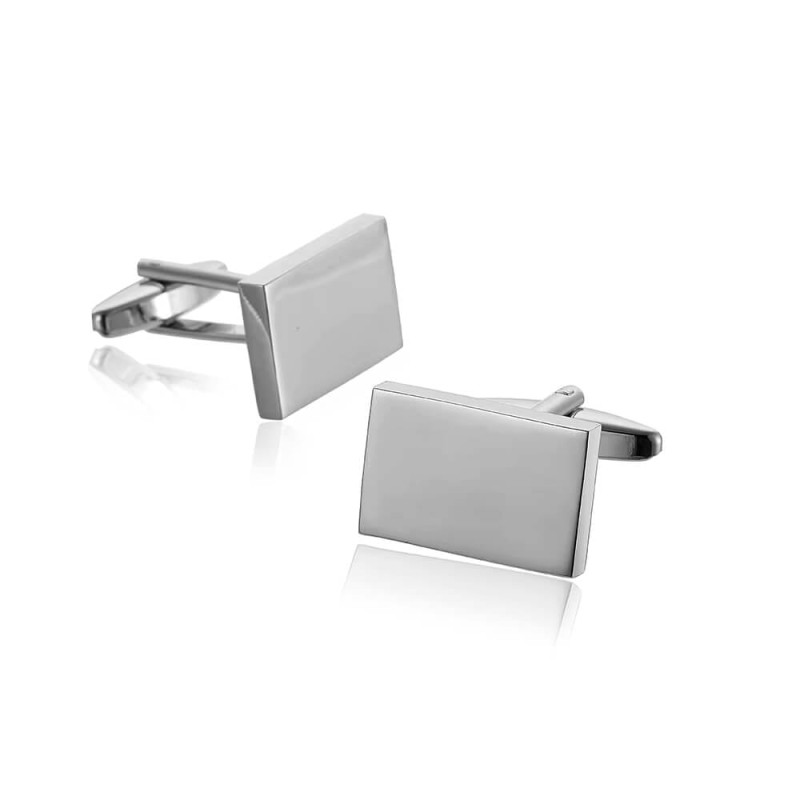 Stalowe spinki do mankietów - prostokąty - grawer