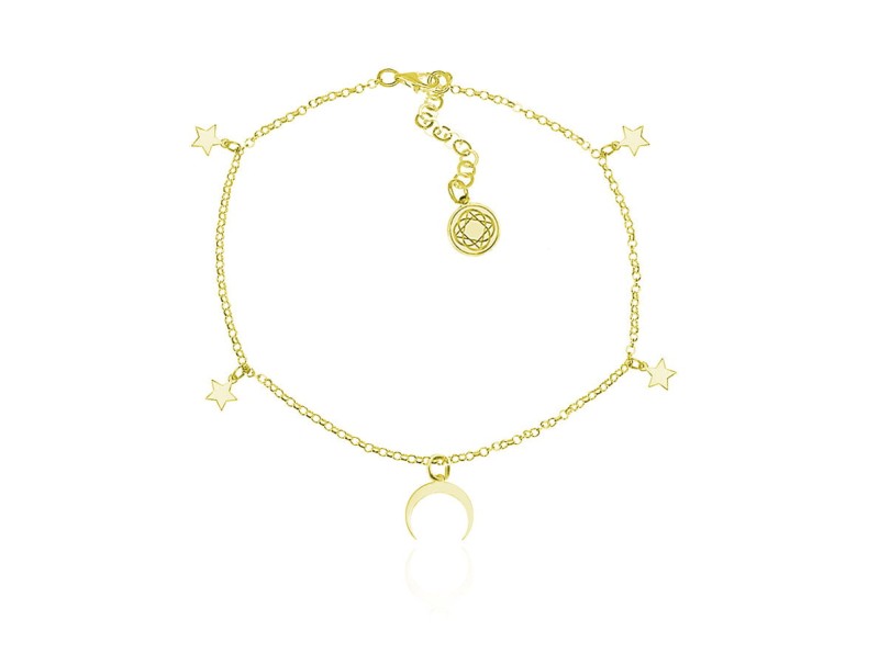 Bransoletka Lunka - Księżyc Lunula i gwiazdy - 24k złocenie