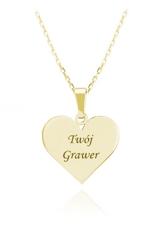 Naszyjnik Serce Grawer - 24k złocenie
