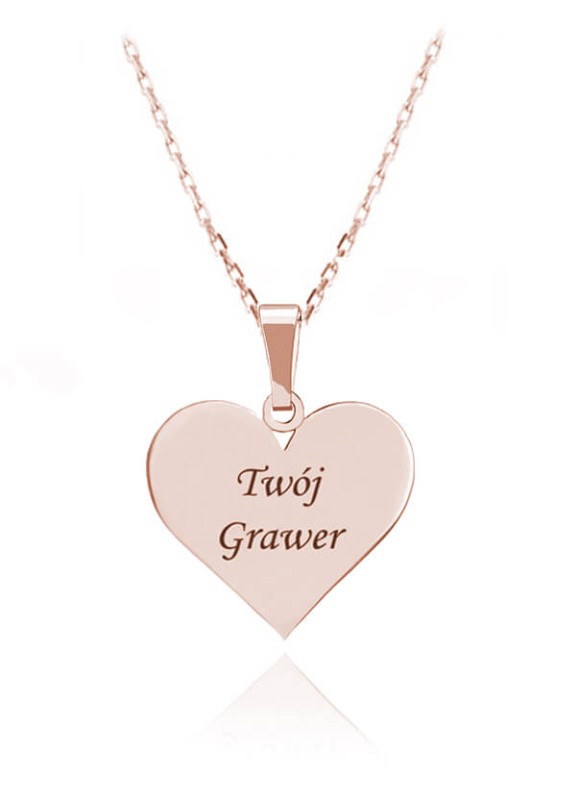 Naszyjnik Serce Grawer - rose gold