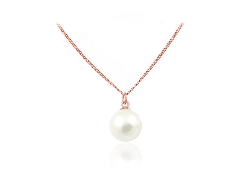 Srebrny naszyjnik Abigail L - z perłą Swarovski® 12mm - Rose Gold