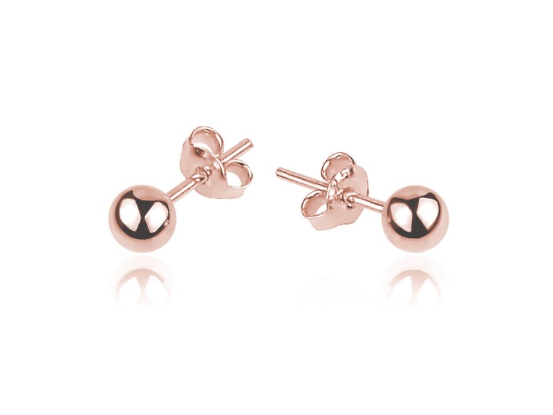 Srebrne kolczyki kulki - 3mm - Rose Gold