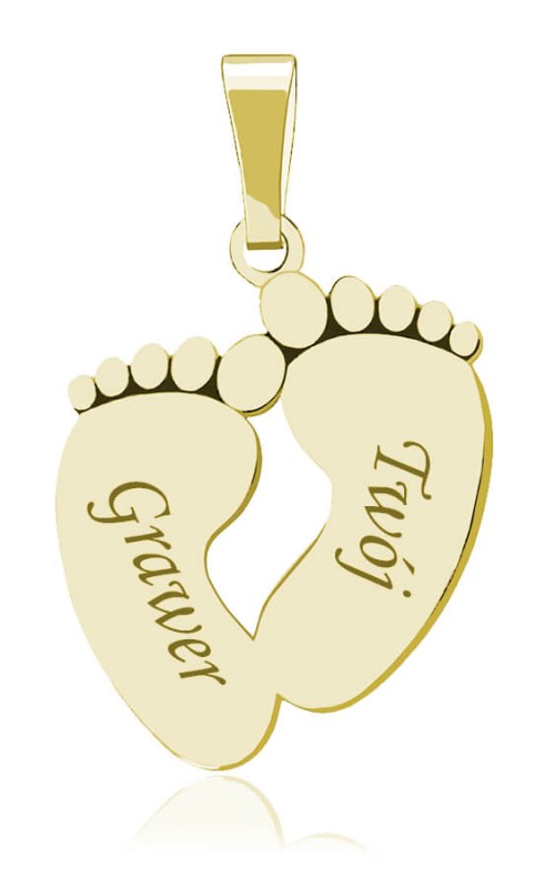 Złoty wisior Stópki z Grawerem