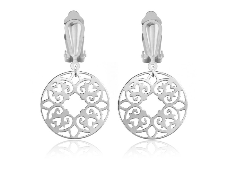 Srebrne klipsy Camille z rozetą